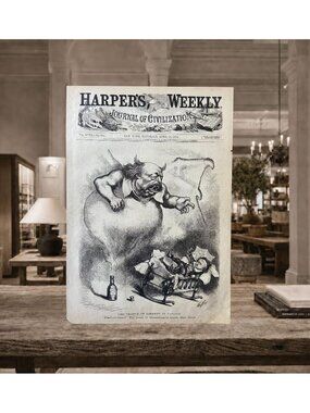 1874 Thomas Nast Cradle of Liberty Original Harper’s Weekly Front Page